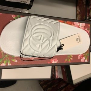 Gucci White Rubber Slides